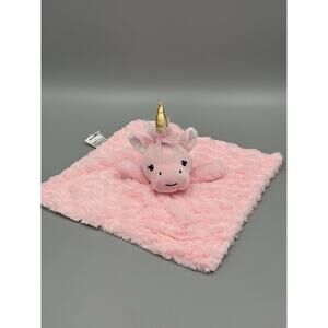 Dream Kids Pink Unicorn Lovey Plush Baby Security Blanket Gold Colored Horn